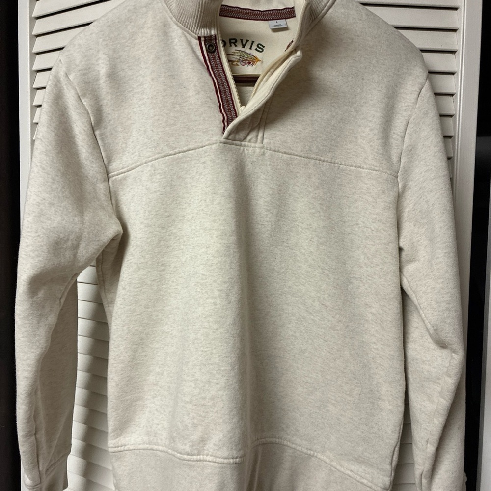 Orvis Men's Zip Up Sweater in Cream